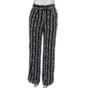 Uterqüe Floral Velvet Trouser Slacks High Rise Wide Leg Whimsigoth Fairy Goth XS